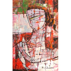 A. S. Rind, 9.4 x 15 Inch, Acrylic on Paper, Figurative Painting, AC-ASR-714